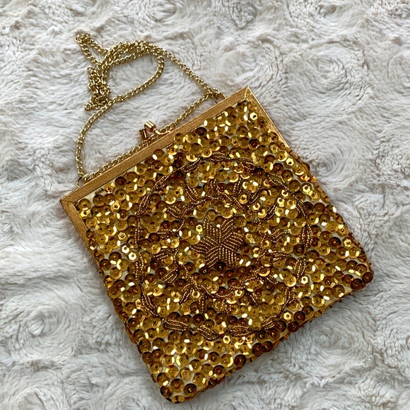 Vintage Handbags - EUC Vintage Mr. Ernest Gold Sequined Evening Bag